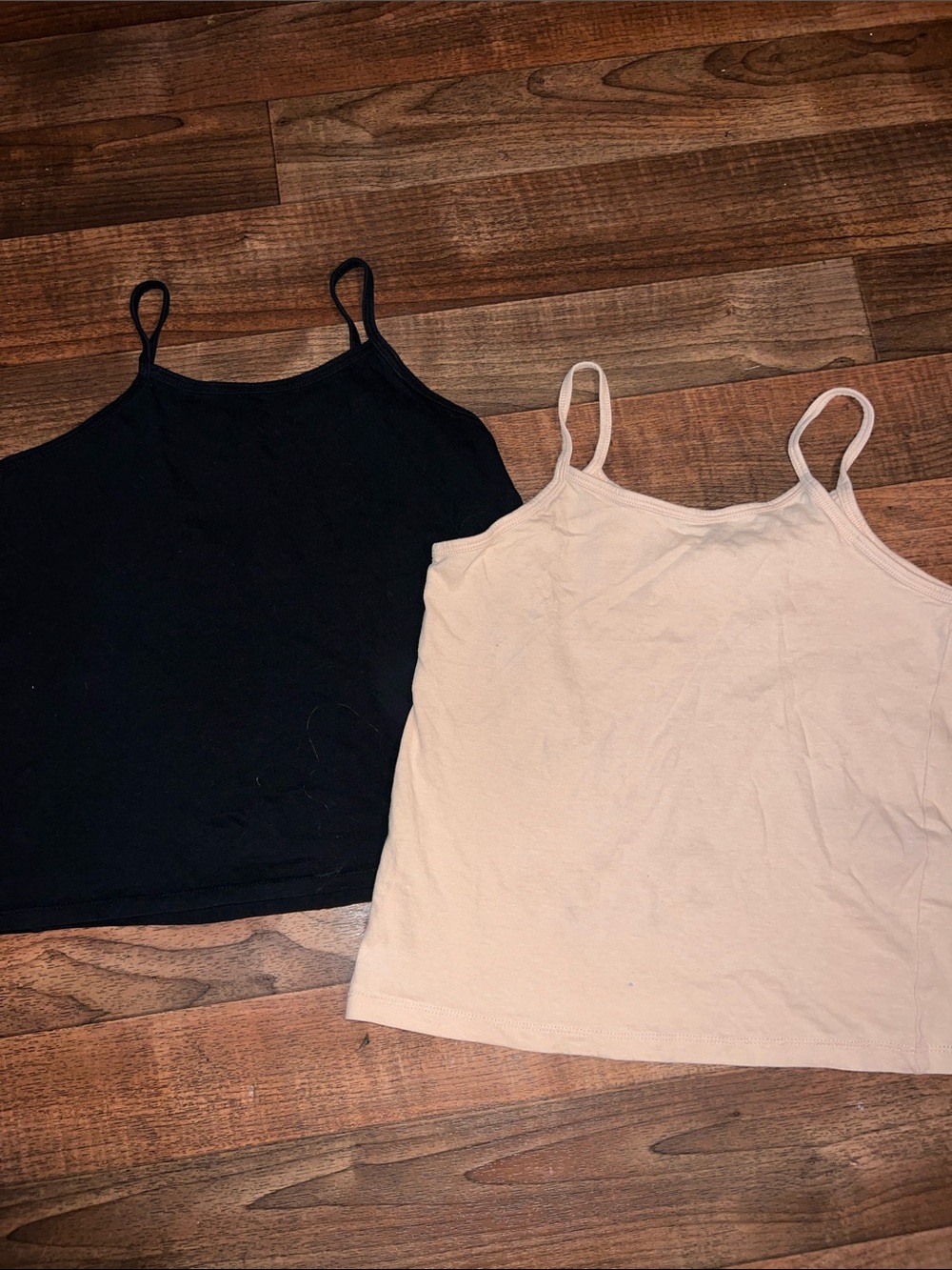 Basic Spaghetti Strap Tank Top Duo - Black & Light Beige wonder nation M 7-8